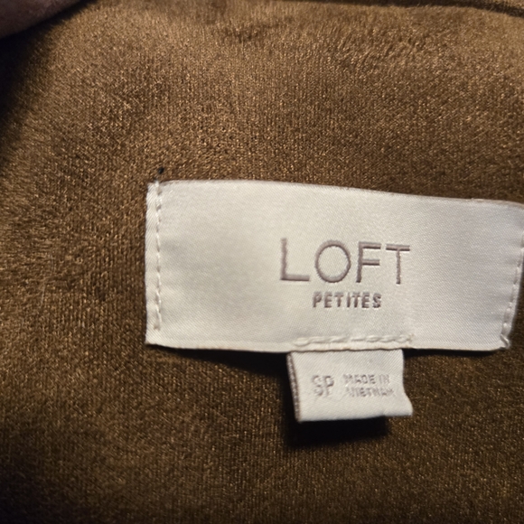 LOFT Brown Vegan Leather Moto Jacket with Asymmetrical Zipper - Picture 3 of 5